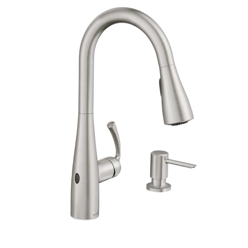 Moen Essie Spot Resist Stainless MotionSense Wave One-Handle Touchless Kitchen Faucet with Pulldown Sprayer and Soap Dispenser 87014EWSRS