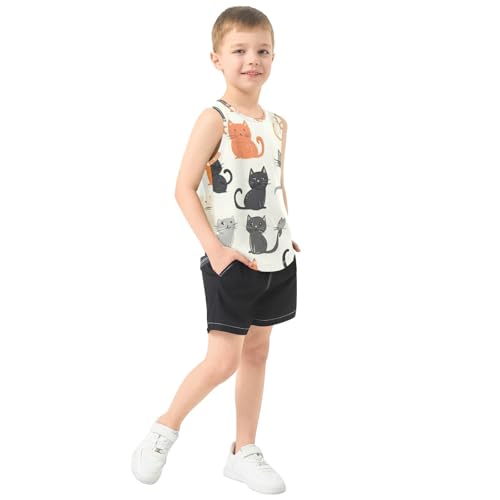 susiyo Cartoon Cats Animals Boys Sleeveless Tank Top Girls Athletic T Shirt4