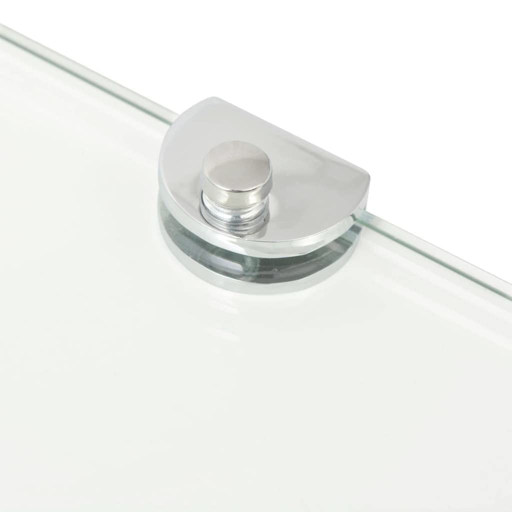 FIRBNUS Estantería de esquina de 45 x 45 x 0,8 cm con soportes cromados, estante de cristal para baño, estante de cristal flotante para salón, baño, estante de pared, cristal templado, transparente