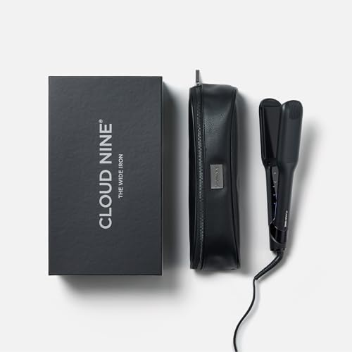 CLOUD NINE The New Wide Iron Hair Straightener | Variable Temperature Control | Revive Mode Mineral-Infused Plates | Digital Display 360° Swivel Cord | Protective Guard | Strong Shiny Sleek Results