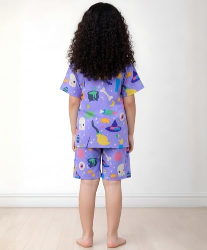 Image of ANTHRILO Sleepwear Shorts Set for Girls| Material: 100% Pure Cotton | Fabric: Skin-Friendly, ensuring a Soft Touch on Delicate Skin| Fit: Regular |Age Range: Suitable for Girls Aged 0-14 Years