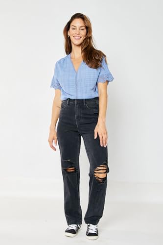 Judy Blue HIGH Waist Rigid Magic 90'S Knee Destroy Straight3