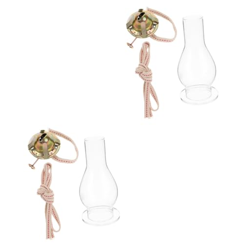 HOOTNEE 2sets Kerosene Lamp Regulator with Wick Holder and Dome Retro Oil Lamp Burner for Home Lighting Includes Wick and Four- Base