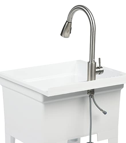 Utilitysinks Usa-Made Plastic Freestanding 24 In X 24-Inch Utilitytub Heavy Duty Compact Utility Sink Ideal For Workshop, Laundry Room, Garage, Greenhouse, Pet Wash Station (White) #TOP3