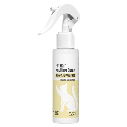 Spray desenredante para gatos para pelo enredado, spray para desenredar perros – 120 ml Cat Dematting Acondicionador, spray de niebla sin lavado, forma antiestática