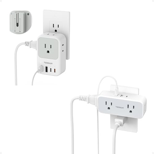 USB C Charger Block, TESSAN Multi Plug Splitter with 4 Electrical Outlets and USB Ports, Multiple Plug Mini Wall Expander for Home Bathroom Office Dorm Room Essentials