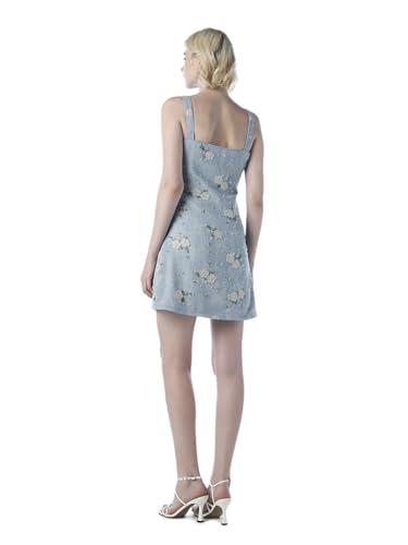 Image of ONLY Women Embroidered Embellished Denim Mini Dress