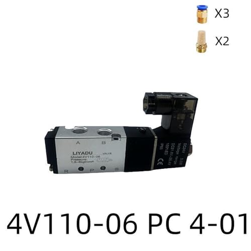 Électrovanne de commande pneumatique 4V110-06 1/8 5 voies AC 110V LED - 3