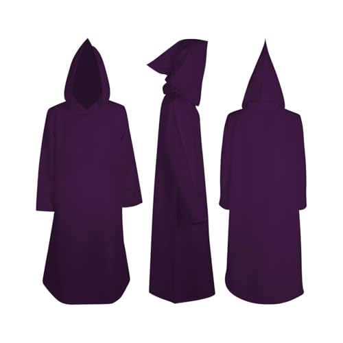 Boys Girls Halloween 𝐂ostume Cloak Cape Witch Hoodie Open Front Plain Cape Holiday Party Trendy (Wine, 7-8 Years)