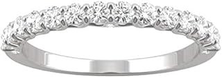 14K White Gold 2mm Round Moissanite Trellis Wedding Band-size 9, 0.45cttw DEW by Charles & Colvard