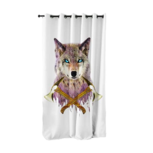 CuteyRain Rideaux, 2pcs Rideau de Chambre à Coucher Animal Wolves Fenêtre Rideau 3D Pros Forêt Nuit Rideaux de Lune for Le Salon Tense Moderne Rideau (Color : 008, Size : W100xH130cm)
