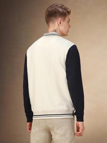 Image of Dennis Lingo Men Colorblock Polycotton Regular Fit Full Sleeves Front-Open Sweatshirts