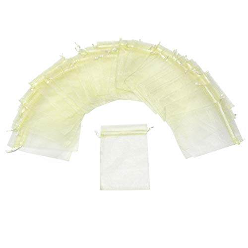 Image of Dealglad 100pcs Drawstring Organza Jewelry Candy Pouch Party Wedding Favor Gift Bags (4x6 inch, Beige)