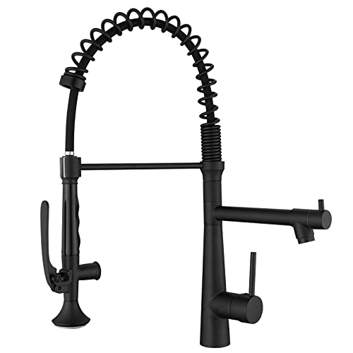 Image of Matte Black Kitchen Faucet with Sprayer,AIMADI Commercial Single Handle | One Hole Pull Down Sprayer Kitchen Faucets