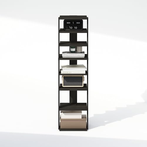 Image of Furinno Turn-N-Tube Corner Shelf, 8-Tier Display Rack, Vertical Corner Storage Rack, Space Saving Organization and Storage, Entryway, Living Room, Closet, Espresso