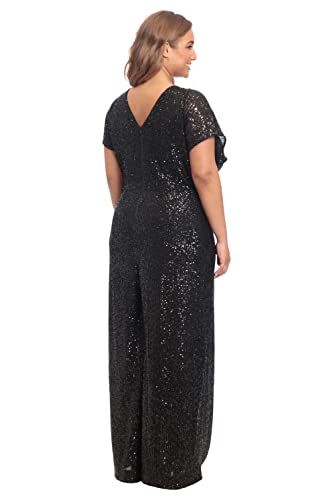 Maggy London Women's Plus Size Wide Neck Jumpsuit, Black #TOP4