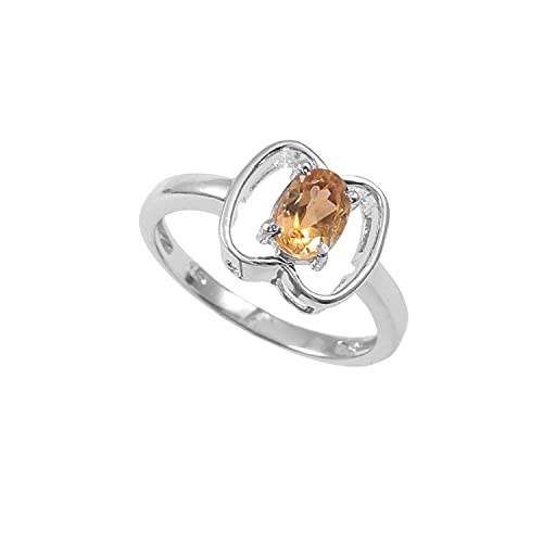 Bague en argent 925 et citrine naturelle AAA pour femme
