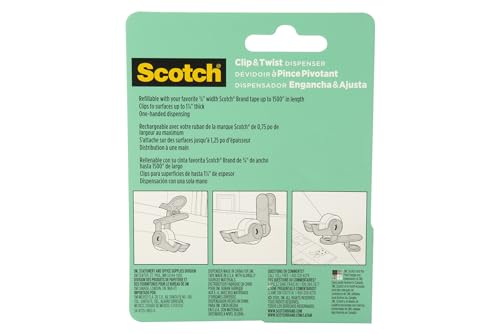 Scotch Clip & Twist Klebeband-Abroller C19, Blaugrün + Scotch Magic Unsichtbares Klebeband, 1 Rolle (19 mm × 8,89 m) - Nachfüllbarer Klebebandabroller für Schule, Zuhause und Büro