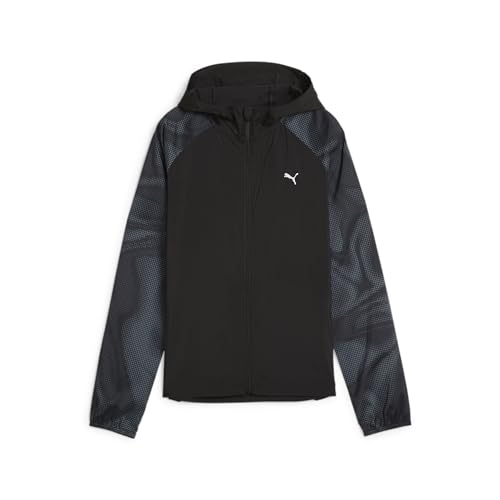 PUMA Women's Run Favorite All Over Print Woven Jacket, Puma Black-SS24 Pscychedelic AOP, Medium