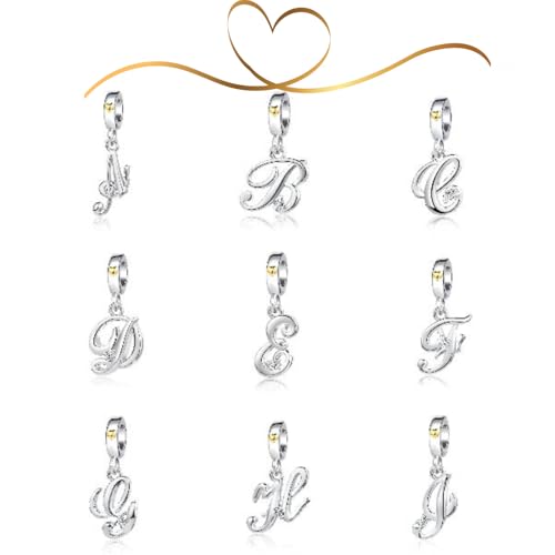 Abalorio de letra inicial de la A a la Z en plata con corazón de oro para pulsera MiniJewelry 2