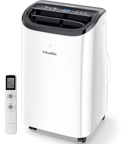 12,000 BTU Portable Air Conditioner Cools Up to 550 Sq.Ft, Auto-Evaporation Low Noise Portable AC Unit with Remote Control Fits for Large Room, Office, Garage, White
