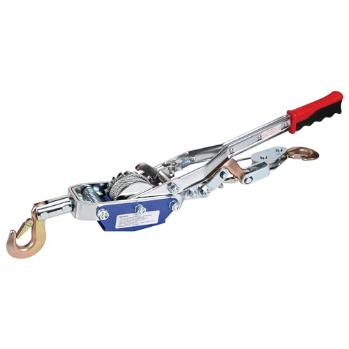 Performance Tool W4004DB Power Puller - 4-Ton Capacity Winch, 12 Ft. Aircraft Cable 3-Hook Design