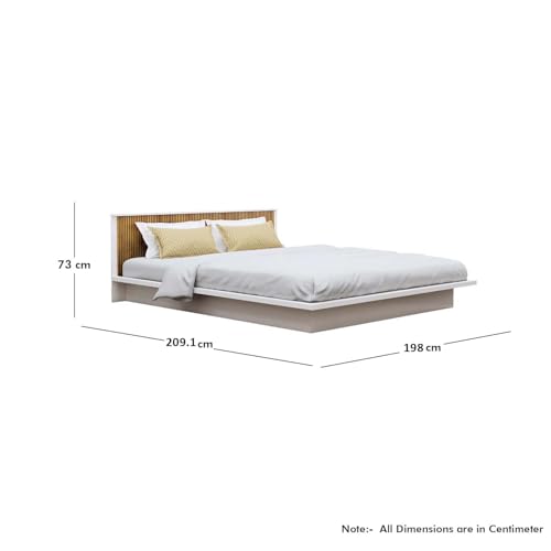Image of Bniture Modern Low Height King Size Bed Without Storage | Engineered Wood Platform Bed Headboard | Bed King Size Wooden Cot Double Bed for Bedroom 3 Year Warranty (Frosty White & Giant Wood)