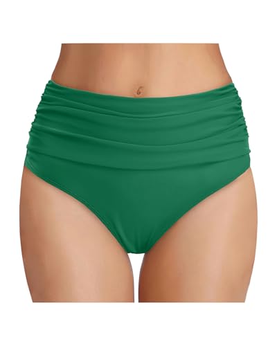 Image of Tempt Me Women's High Waisted Bikini Bottom Tummy Control Ruched Bathing Suit Swim Bottom