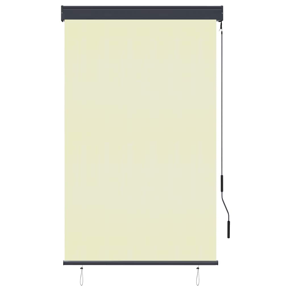 Store Roulant Extérieur 100 x 250 cm, Volet Vertical Manuel à Manivelle pour Balcon, Terrasse et Jardin, Rideau Intimité en Tissu Polyester Crème, Fixation au Plafond