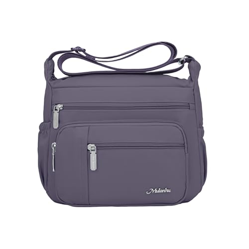 Wytidian Womens CrossbodyBags Nylon Waterproof Handbags Shoulder Purses Roomy Multiple Pockets Pocketbooks(Purple)