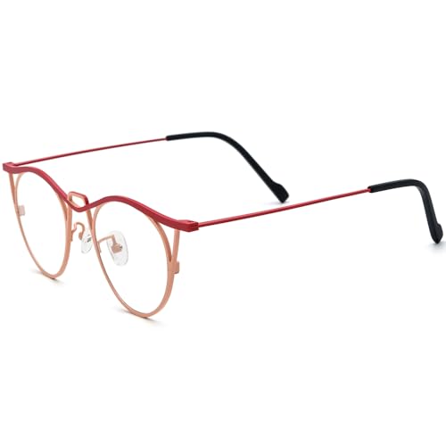 Image of FONEX Colorful Pure Titanium Glasses Frame Women Retro Round Eyeglasses F85782