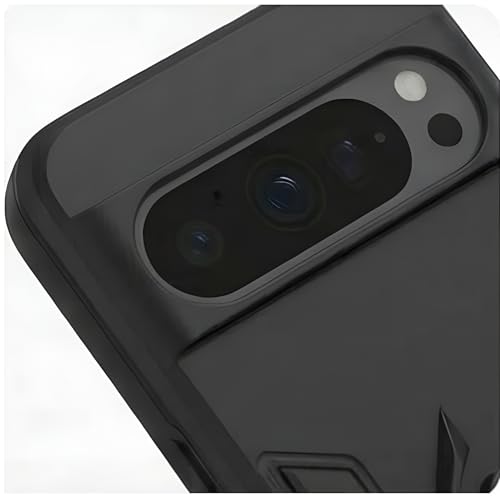 Image of JANAK RAJ Ringstand Armor Bumper Back Case Cover Compatible with Google Pixel 9 /9 Pro 5G | Tough Rugged Shockproof PC+TPU Kickstand 360 Protective Design - Black
