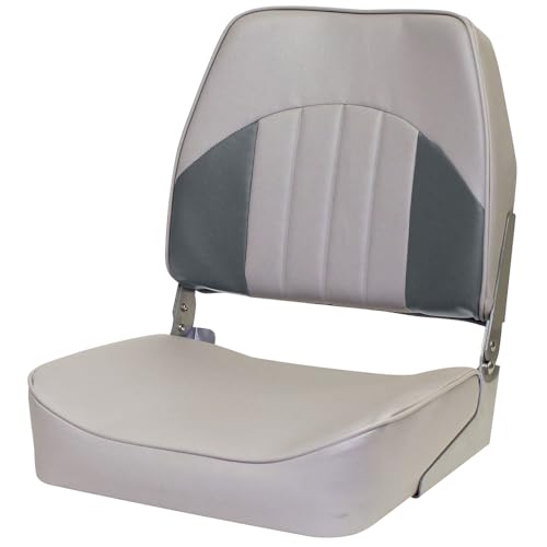 Overton's Economy Low-Back Fishing Seat – Embossed Center Panel, Injection-Molded Frame, UV-Protected Marine Vinyl, 200 lb Capacity