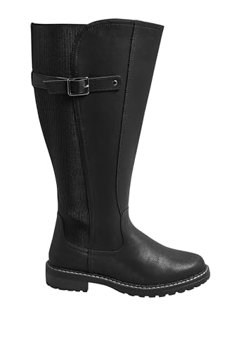 Yours - Faux Leather Stretch Knee High Boots In Extra Wide Eee Fit - Women's
