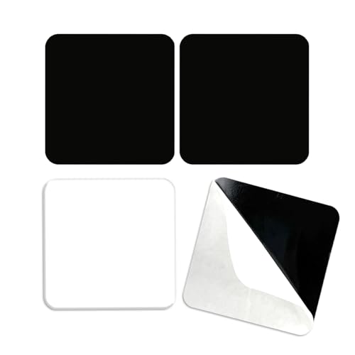 EKIND Black Reusable Rug Gripper Anti Slip Carpet Tape, Dual Sided Adhesive Pads for Non Slip Rug Pads for Hardwood Floors Mat Corner and Tiles Fixing Trimmable Shape(4Pcs,Square)