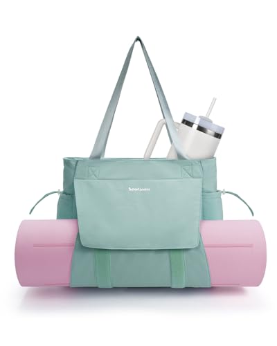 sportsnew Yoga Mat Bag Tote Yoga Gym Bags For Women Men with Waterproof Wet Pocket & Hook-and-loop, Quick Access Storage Yoga Mat Bag Carrier, Mint Green
