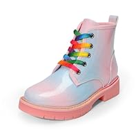 DREAM PAIRS Girls Boys Glitter Ankle Boots Side Zipper Combat Shoes with Lace Up for Toddler/Little Kid/Big Kid