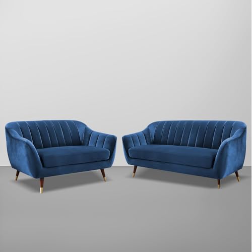 Image of Atticus 3+2 Seater Sofa Set for Living Room (Blue Colour) Premium Fabric Sofa