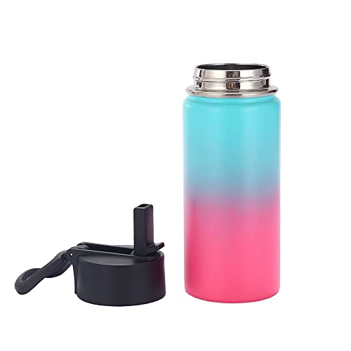 Relogeuhr Edelstahl Trinkflasche ,450ML Wasserkocher, BPA-Frei,Lsolierte Wasserflasche, Wiederverwendbarer Auslaufsicherer Wasserkocher, Geeignet für Arbeit, Fitnessstudio, Kinder (Blau Rosa) Cover