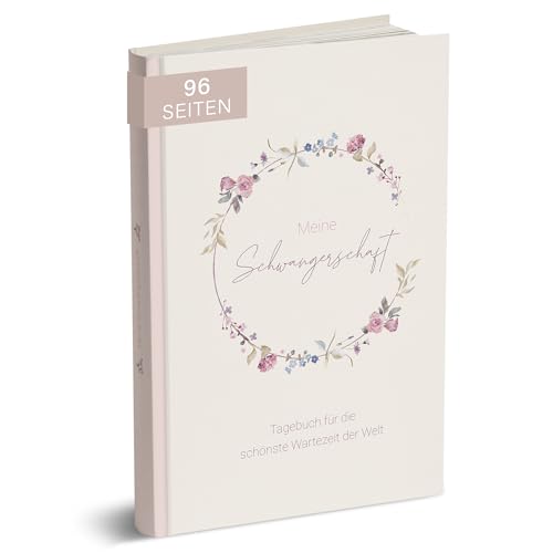 MINTKIND® Schwangerschaftstagebuch 'Meine Schwangerschaft' A5 Blumen Rosa I Hardcover Tagebuch zum Eintragen I Geschenk für Schwangere und werdende Mütter | Schwangerschaft Fotoalbum Baby Album