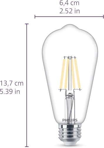 PHILIPS LED 75W ST19 8-Pack Vintage Edison Spiral Soft White (2700K) 800 Lumen (8W = 75W) Dimmable Frosted Flicker-Free Light Bulbs