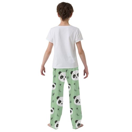 Pajama Bottoms, Cute Panda Head Pattern Sleeping Pant Lounge Wear Pajamas Long Pants Sleepwear Pjs3