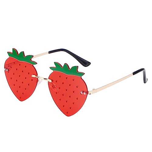 Strawberry Shape Sunglasses Retro Trendy Fun Sunglasses for Women Men Christmas Decorations Party Favor