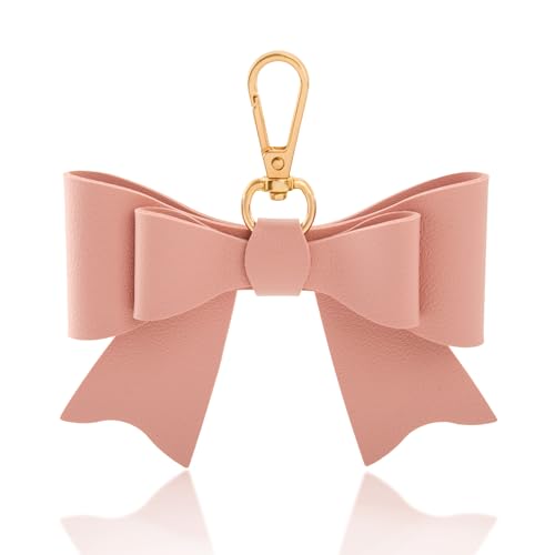 LIKEYO Leather Bag Charms for Handbags - Cute Bow Bag Charm 3D Pink Coquette Purse Keychain Coquette Themed Key Chain Accessories Gift for Women