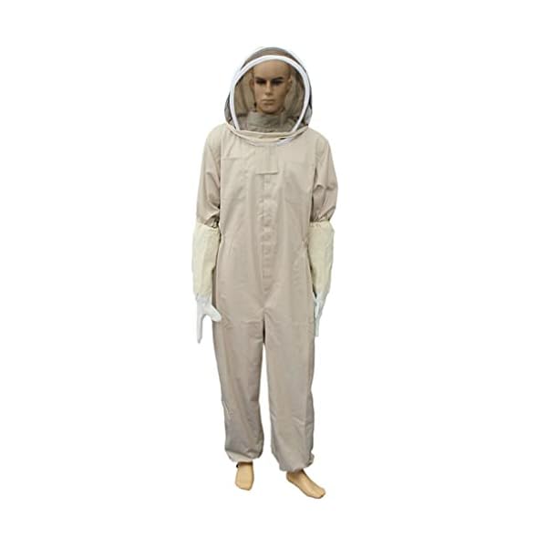 NIDONE Imkeranzug Imkergeschirr Imker-Vollschutzanzug mit Fechtschleier-Handschuhen für Berufsimker (XL Coffee) – Bild 6