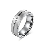 TIEHOKTW Anillo de compromiso de boda para hombre, anillo de compromiso de plata con ranura central de tungsteno de 8 mm, grabado para él, R 1/2, Metal, Sin piedra preciosa