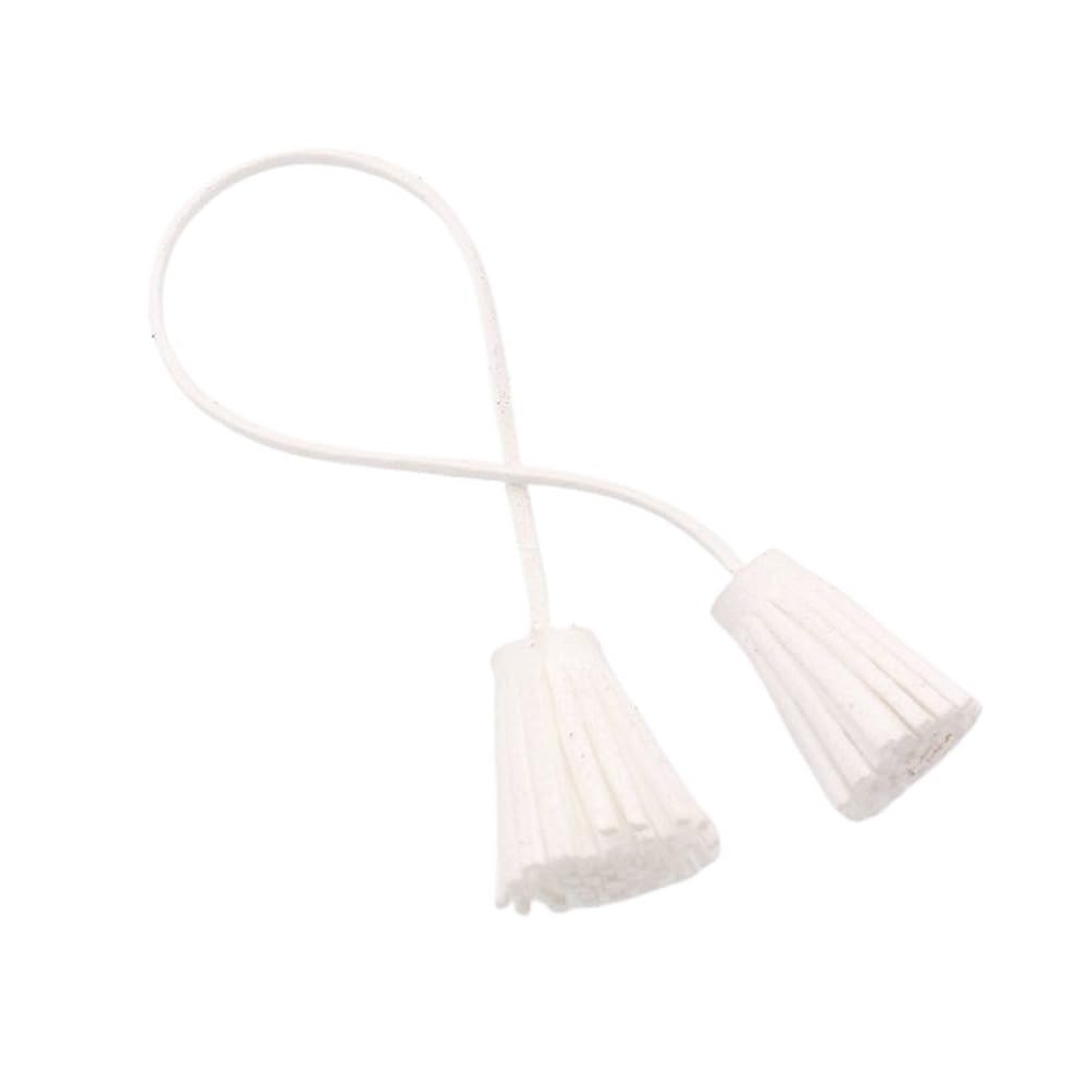 Handmade Tassel 2pcs Double Leather Tassels, Strip Cord with Tassel, Fringe Suede for Key Chains Pendant for DIY Craft(White)