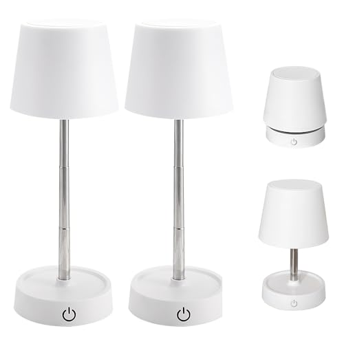 XUXLEKK Lampada da Tavolo Senza Fili, 2 Pezzi Lampada da Tavolo LED Dimmerabile, USB Ricaricabile LamPada da Scrivania, LamPade da Tavolo Regolabile in Altezza, per Soggiorno, Camera da Letto, Esterni