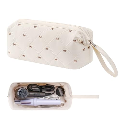 Image of MAYCREATE Travel Storage Bag for Dyson Air wrap Holder with Bow Pattern, Waterproof Hair Styling Accessories Storage for Dyson Airwrap Hair Dryer, for Shark FlexStyle, Curling Iron Hair Tools