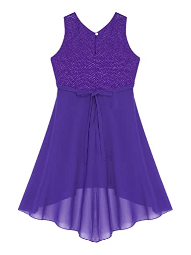YiZYiF Big Girls Sparkle High Low Dresses Princess Prom Wedding Gown Formal Dance Party Chiffon Casual Summer4